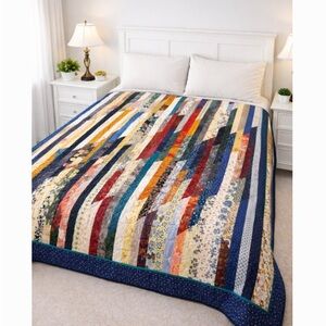 Handmade 62”x48” Multicolor Patchwork Quilt